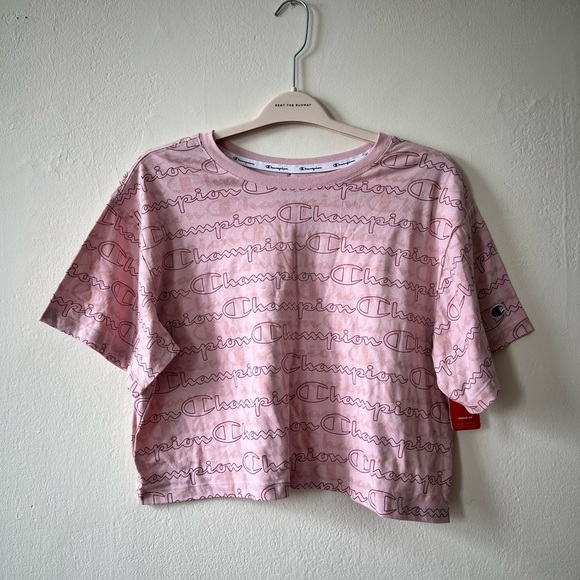 NWT Champion | Pink Boxy Crop T-Shirt | Size Large - Picture 1 of 4